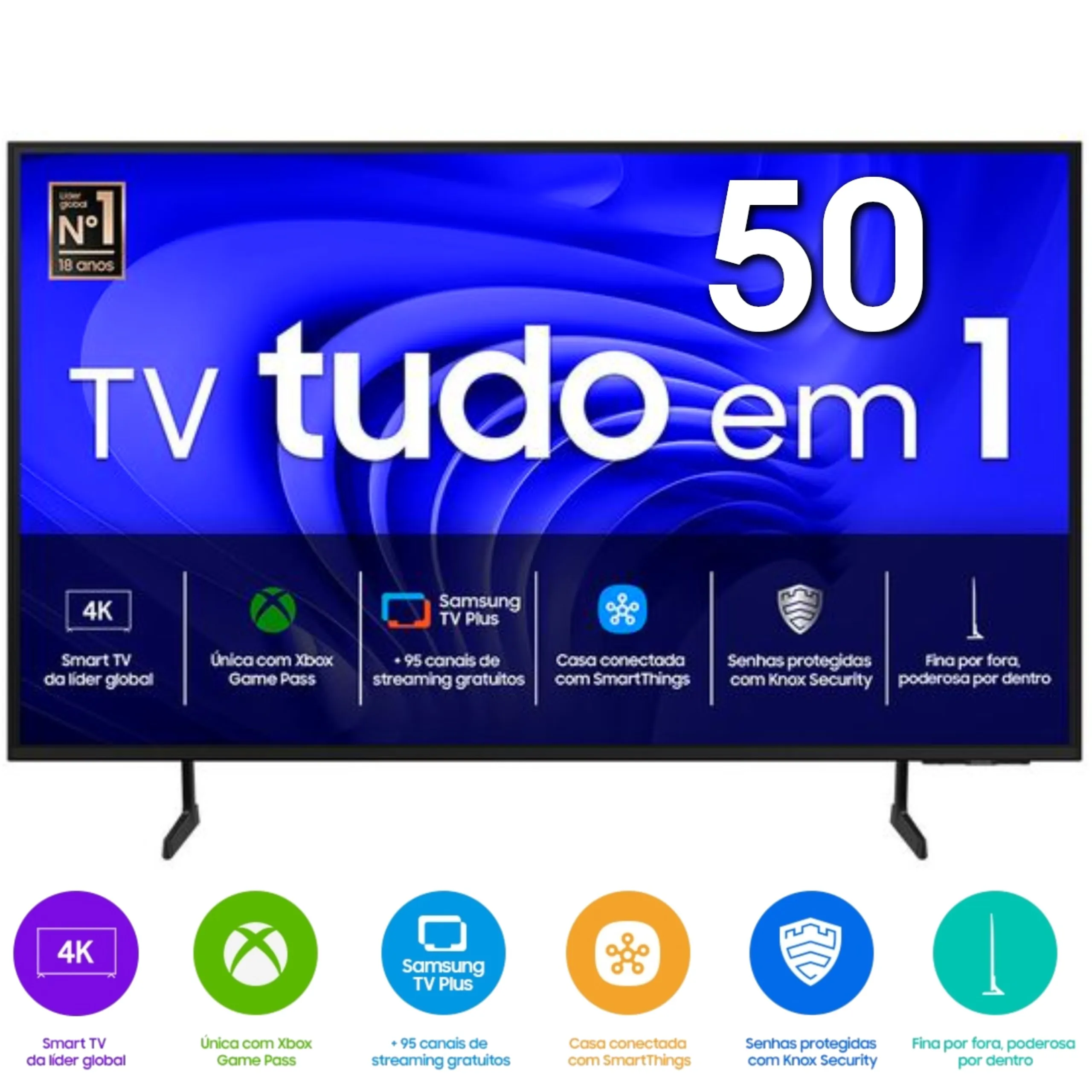 [Vip] Samsung Smart Tv 50 Uhd 4k 50du7700 2024, Processador Crystal 4k, Xbox Game Pass, Gaming Hub, Ai Energy Mode, Controle Solarcell, Alexa